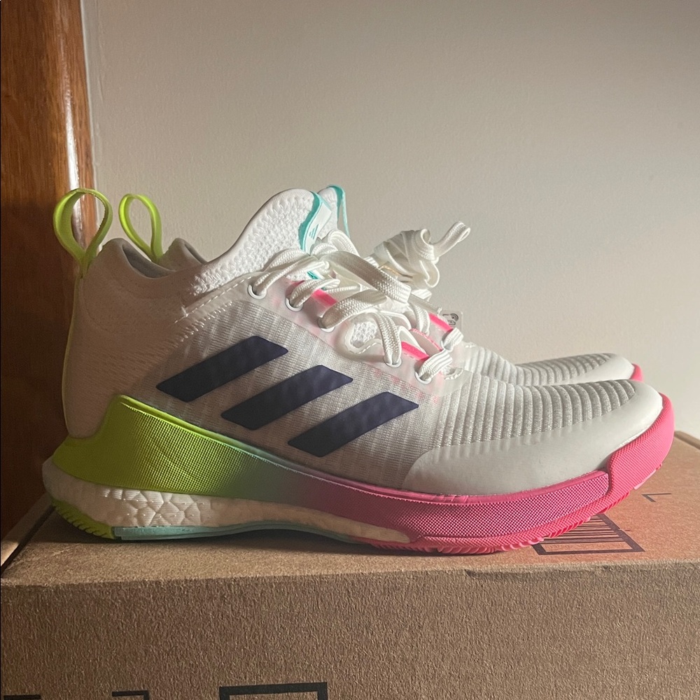 Adidas Kids Sneakers - White, Pink, and Neon Green